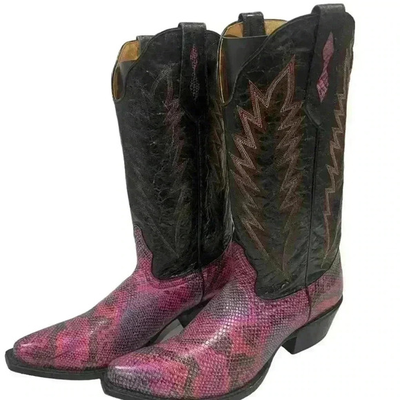 Johnny Ringo Women’s Marble Exotic Pink Black Cowgirl Western Boots Size 9.5 B - Picture 4 of 16